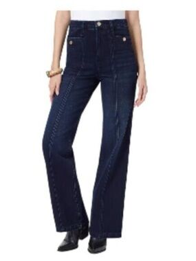 Sam Edelman Dark Blue High-Waist Wide-Leg Jeans